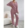 imageSHEWIN Womens Pajama Sets Long Sleeve 2 Piece Lounge Sets Ribbed Knit Sweater SleepwearC Pink