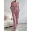 imageSHEWIN Womens Pajama Sets Long Sleeve 2 Piece Lounge Sets Ribbed Knit Sweater SleepwearC Pink
