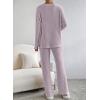 imageSHEWIN Womens Pajama Sets Long Sleeve 2 Piece Lounge Sets Ribbed Knit Sweater SleepwearC Purple
