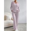 imageSHEWIN Womens Pajama Sets Long Sleeve 2 Piece Lounge Sets Ribbed Knit Sweater SleepwearC Purple