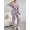 imageSHEWIN Womens Pajama Sets Long Sleeve 2 Piece Lounge Sets Ribbed Knit Sweater SleepwearC Purple