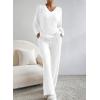 imageSHEWIN Womens Pajama Sets Long Sleeve 2 Piece Lounge Sets Ribbed Knit Sweater SleepwearC White