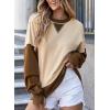 imageSHEWIN Womens Sweatshirt Casual Long Sleeve Crewneck Pullover Sweatshirts Fall Fashion Clothes 2024Apricot