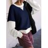 imageSHEWIN Womens Sweatshirt Casual Long Sleeve Crewneck Pullover Sweatshirts Fall Fashion Clothes 2024Navy Blue