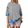 imageSHEWIN Womens Tops Casual Short Sleeve Sweatshirt Striped Shirt Crewneck Pullover T Shirts Loose BlousesBlack Stripe