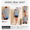 imageSHEWIN Womens Tops Casual Short Sleeve Sweatshirt Striped Shirt Crewneck Pullover T Shirts Loose BlousesBlack Stripe