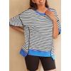 imageSHEWIN Womens Tops Casual Short Sleeve Sweatshirt Striped Shirt Crewneck Pullover T Shirts Loose BlousesBlack Stripe
