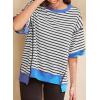 imageSHEWIN Womens Tops Casual Short Sleeve Sweatshirt Striped Shirt Crewneck Pullover T Shirts Loose BlousesBlack Stripe