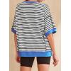 imageSHEWIN Womens Tops Casual Short Sleeve Sweatshirt Striped Shirt Crewneck Pullover T Shirts Loose BlousesBlack Stripe