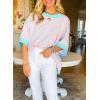 imageSHEWIN Womens Tops Casual Short Sleeve Sweatshirt Striped Shirt Crewneck Pullover T Shirts Loose BlousesPink Stripe