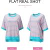 imageSHEWIN Womens Tops Casual Short Sleeve Sweatshirt Striped Shirt Crewneck Pullover T Shirts Loose BlousesPink Stripe