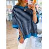 imageSHEWIN Womens Tops Casual Short Sleeve Sweatshirt Striped Shirt Crewneck Pullover T Shirts Loose BlousesSail Blue Stripe