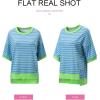 imageSHEWIN Womens Tops Casual Short Sleeve Sweatshirt Striped Shirt Crewneck Pullover T Shirts Loose BlousesSky Blue Stripe