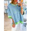 imageSHEWIN Womens Tops Casual Short Sleeve Sweatshirt Striped Shirt Crewneck Pullover T Shirts Loose BlousesSky Blue Stripe