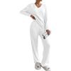 imageSHEWIN Womens Pajama Sets Long Sleeve 2 Piece Lounge Sets Ribbed Knit Sweater SleepwearC White