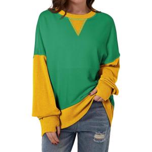 imageSHEWIN Womens Sweatshirt Casual Long Sleeve Crewneck Pullover Sweatshirts Fall Fashion Clothes 2024Green