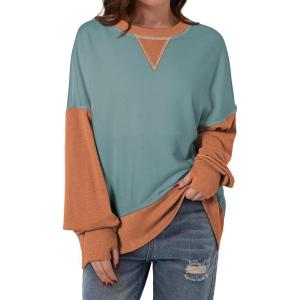 imageSHEWIN Womens Sweatshirt Casual Long Sleeve Crewneck Pullover Sweatshirts Fall Fashion Clothes 2024Light Green