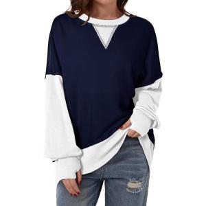 imageSHEWIN Womens Sweatshirt Casual Long Sleeve Crewneck Pullover Sweatshirts Fall Fashion Clothes 2024Navy Blue