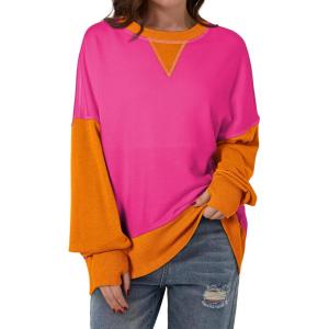 imageSHEWIN Womens Sweatshirt Casual Long Sleeve Crewneck Pullover Sweatshirts Fall Fashion Clothes 2024Rose