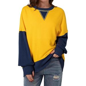 imageSHEWIN Womens Sweatshirt Casual Long Sleeve Crewneck Pullover Sweatshirts Fall Fashion Clothes 2024Yellow