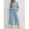 imageSHEWIN 2 Piece Sets for Women Collared V Neck Long Sleeve Polo Shirts Tops Lounge Set Tracksuits SweatsuitsBeau Blue