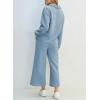 imageSHEWIN 2 Piece Sets for Women Collared V Neck Long Sleeve Polo Shirts Tops Lounge Set Tracksuits SweatsuitsBeau Blue