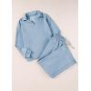 imageSHEWIN 2 Piece Sets for Women Collared V Neck Long Sleeve Polo Shirts Tops Lounge Set Tracksuits SweatsuitsBeau Blue