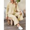 imageSHEWIN 2 Piece Sets for Women Collared V Neck Long Sleeve Polo Shirts Tops Lounge Set Tracksuits SweatsuitsBeige