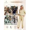 imageSHEWIN 2 Piece Sets for Women Collared V Neck Long Sleeve Polo Shirts Tops Lounge Set Tracksuits SweatsuitsBeige