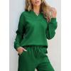 imageSHEWIN 2 Piece Sets for Women Collared V Neck Long Sleeve Polo Shirts Tops Lounge Set Tracksuits SweatsuitsGreen