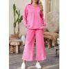 imageSHEWIN 2 Piece Sets for Women Collared V Neck Long Sleeve Polo Shirts Tops Lounge Set Tracksuits SweatsuitsHot Pink