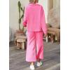 imageSHEWIN 2 Piece Sets for Women Collared V Neck Long Sleeve Polo Shirts Tops Lounge Set Tracksuits SweatsuitsHot Pink