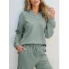 imageSHEWIN 2 Piece Sets for Women Collared V Neck Long Sleeve Polo Shirts Tops Lounge Set Tracksuits SweatsuitsLaurel Green