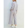 imageSHEWIN 2 Piece Sets for Women Collared V Neck Long Sleeve Polo Shirts Tops Lounge Set Tracksuits SweatsuitsLight Grey