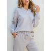 imageSHEWIN 2 Piece Sets for Women Collared V Neck Long Sleeve Polo Shirts Tops Lounge Set Tracksuits SweatsuitsLight Grey