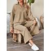 imageSHEWIN 2 Piece Sets for Women Collared V Neck Long Sleeve Polo Shirts Tops Lounge Set Tracksuits SweatsuitsParchment