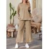 imageSHEWIN 2 Piece Sets for Women Collared V Neck Long Sleeve Polo Shirts Tops Lounge Set Tracksuits SweatsuitsParchment