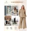 imageSHEWIN 2 Piece Sets for Women Collared V Neck Long Sleeve Polo Shirts Tops Lounge Set Tracksuits SweatsuitsParchment