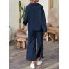 imageSHEWIN 2 Piece Sets for Women Collared V Neck Long Sleeve Polo Shirts Tops Lounge Set Tracksuits SweatsuitsSail Blue