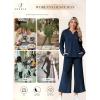 imageSHEWIN 2 Piece Sets for Women Collared V Neck Long Sleeve Polo Shirts Tops Lounge Set Tracksuits SweatsuitsSail Blue
