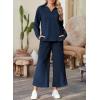 imageSHEWIN 2 Piece Sets for Women Collared V Neck Long Sleeve Polo Shirts Tops Lounge Set Tracksuits SweatsuitsSail Blue