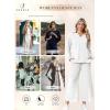 imageSHEWIN 2 Piece Sets for Women Collared V Neck Long Sleeve Polo Shirts Tops Lounge Set Tracksuits SweatsuitsWhite