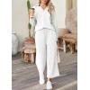 imageSHEWIN 2 Piece Sets for Women Collared V Neck Long Sleeve Polo Shirts Tops Lounge Set Tracksuits SweatsuitsWhite