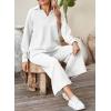 imageSHEWIN 2 Piece Sets for Women Collared V Neck Long Sleeve Polo Shirts Tops Lounge Set Tracksuits SweatsuitsWhite