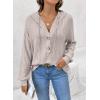 imageSHEWIN Sweaters For Women Causal V Neck Hooded Sweater Lightweight Knit Long Sleeve Fall TopsApricot