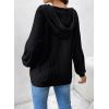 imageSHEWIN Sweaters For Women Causal V Neck Hooded Sweater Lightweight Knit Long Sleeve Fall TopsBlack