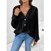 imageSHEWIN Sweaters For Women Causal V Neck Hooded Sweater Lightweight Knit Long Sleeve Fall TopsBlack