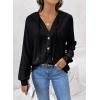 imageSHEWIN Sweaters For Women Causal V Neck Hooded Sweater Lightweight Knit Long Sleeve Fall TopsBlack