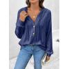 imageSHEWIN Sweaters For Women Causal V Neck Hooded Sweater Lightweight Knit Long Sleeve Fall TopsDark Blue