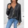 imageSHEWIN Sweaters For Women Causal V Neck Hooded Sweater Lightweight Knit Long Sleeve Fall TopsDark Grey